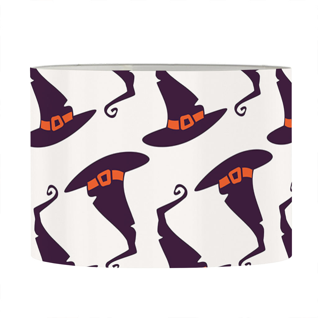 Purple Halloween Witch Hat Pattern Print Drum Lamp Shade