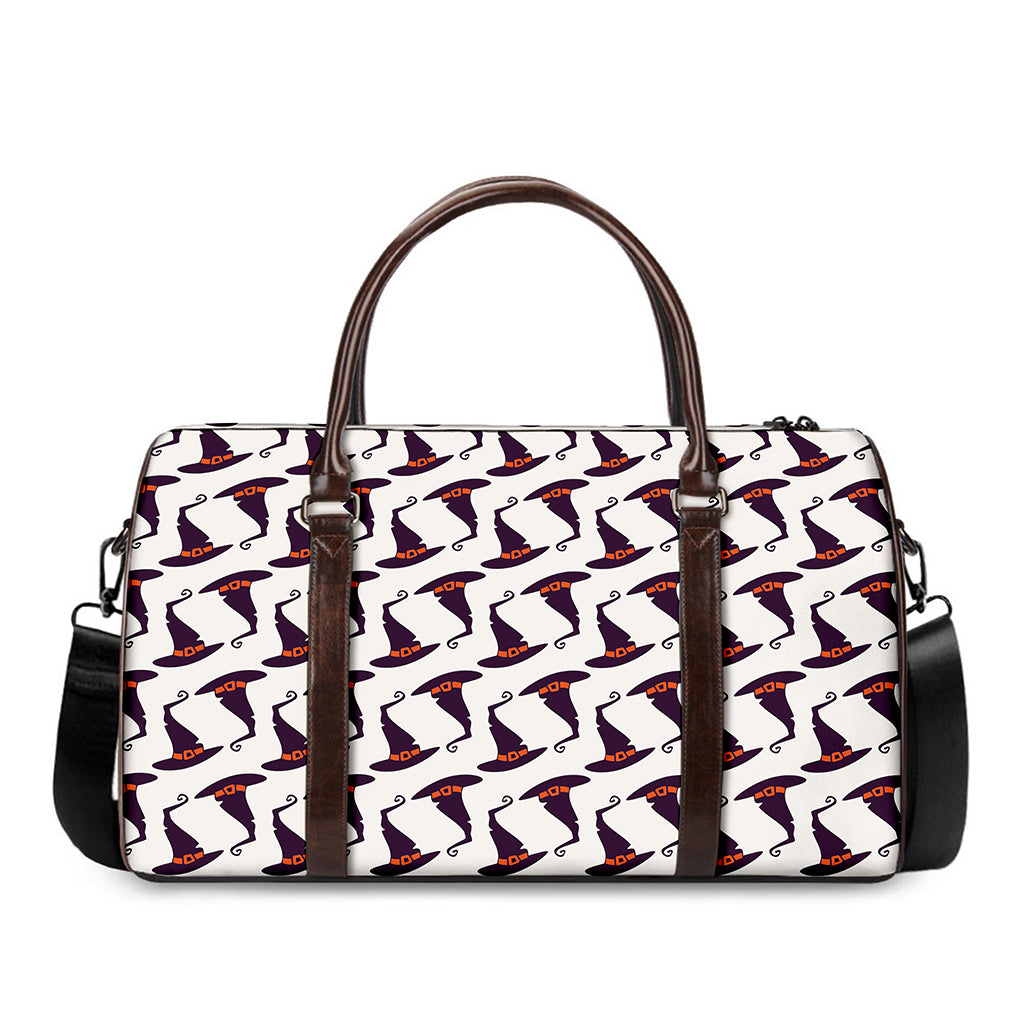 Purple Halloween Witch Hat Pattern Print Duffle Bag
