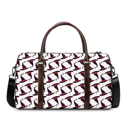Purple Halloween Witch Hat Pattern Print Duffle Bag
