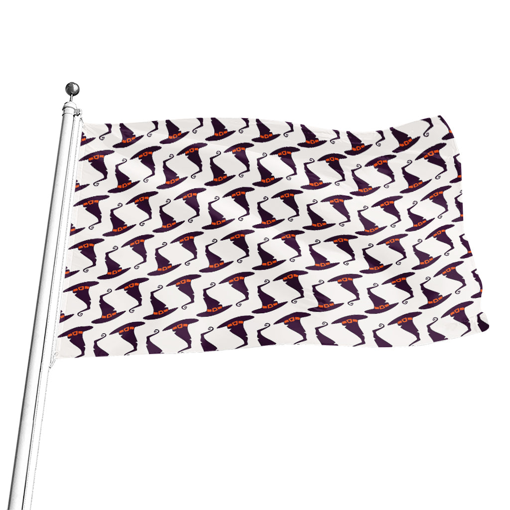 Purple Halloween Witch Hat Pattern Print Flag