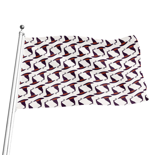Purple Halloween Witch Hat Pattern Print Flag