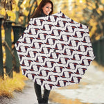 Purple Halloween Witch Hat Pattern Print Foldable Umbrella