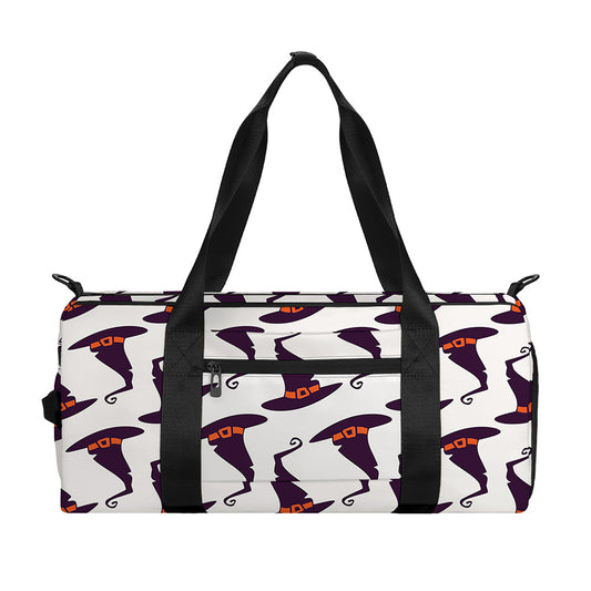 Purple Halloween Witch Hat Pattern Print Gym Bag
