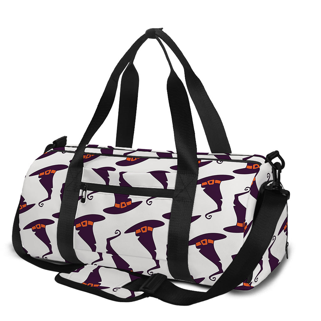 Purple Halloween Witch Hat Pattern Print Gym Bag