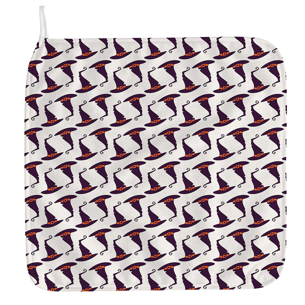 Purple Halloween Witch Hat Pattern Print Hand Towel
