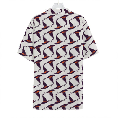 Purple Halloween Witch Hat Pattern Print Hawaiian Shirt