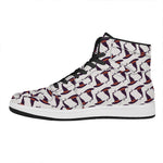 Purple Halloween Witch Hat Pattern Print High Top Leather Sneakers