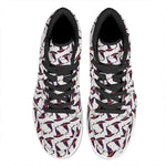 Purple Halloween Witch Hat Pattern Print High Top Leather Sneakers