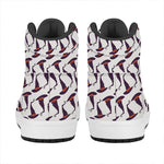 Purple Halloween Witch Hat Pattern Print High Top Leather Sneakers