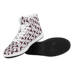 Purple Halloween Witch Hat Pattern Print High Top Leather Sneakers