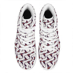 Purple Halloween Witch Hat Pattern Print High Top Leather Sneakers