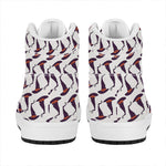 Purple Halloween Witch Hat Pattern Print High Top Leather Sneakers