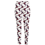 Purple Halloween Witch Hat Pattern Print High-Waisted Pocket Leggings