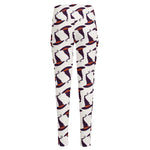 Purple Halloween Witch Hat Pattern Print High-Waisted Pocket Leggings