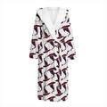 Purple Halloween Witch Hat Pattern Print Hooded Bathrobe