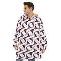 Purple Halloween Witch Hat Pattern Print Hoodie Blanket
