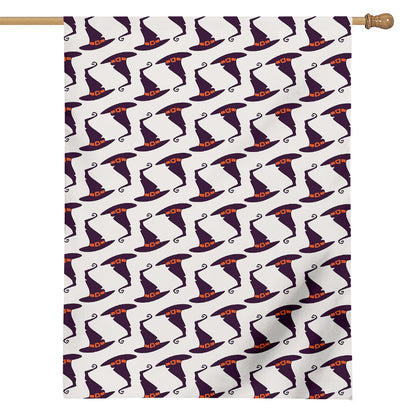 Purple Halloween Witch Hat Pattern Print House Flag