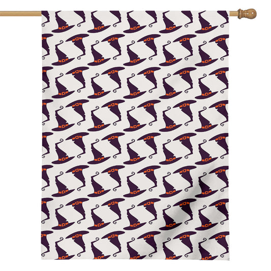 Purple Halloween Witch Hat Pattern Print House Flag
