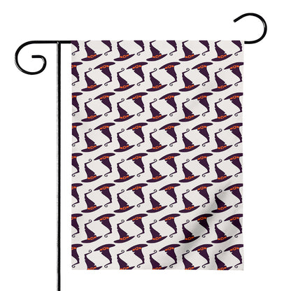 Purple Halloween Witch Hat Pattern Print House Flag