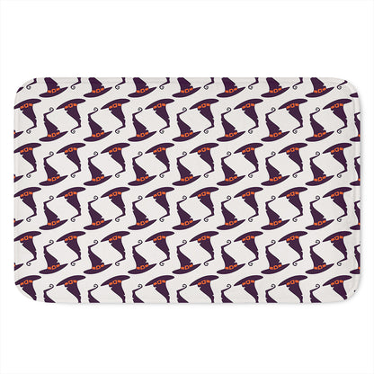 Purple Halloween Witch Hat Pattern Print Indoor Door Mat