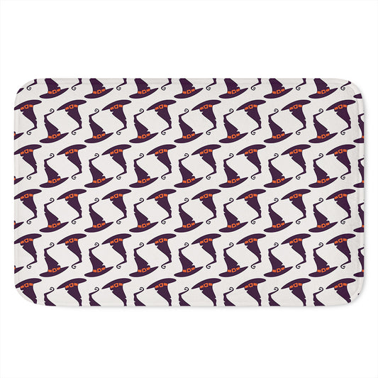Purple Halloween Witch Hat Pattern Print Indoor Door Mat