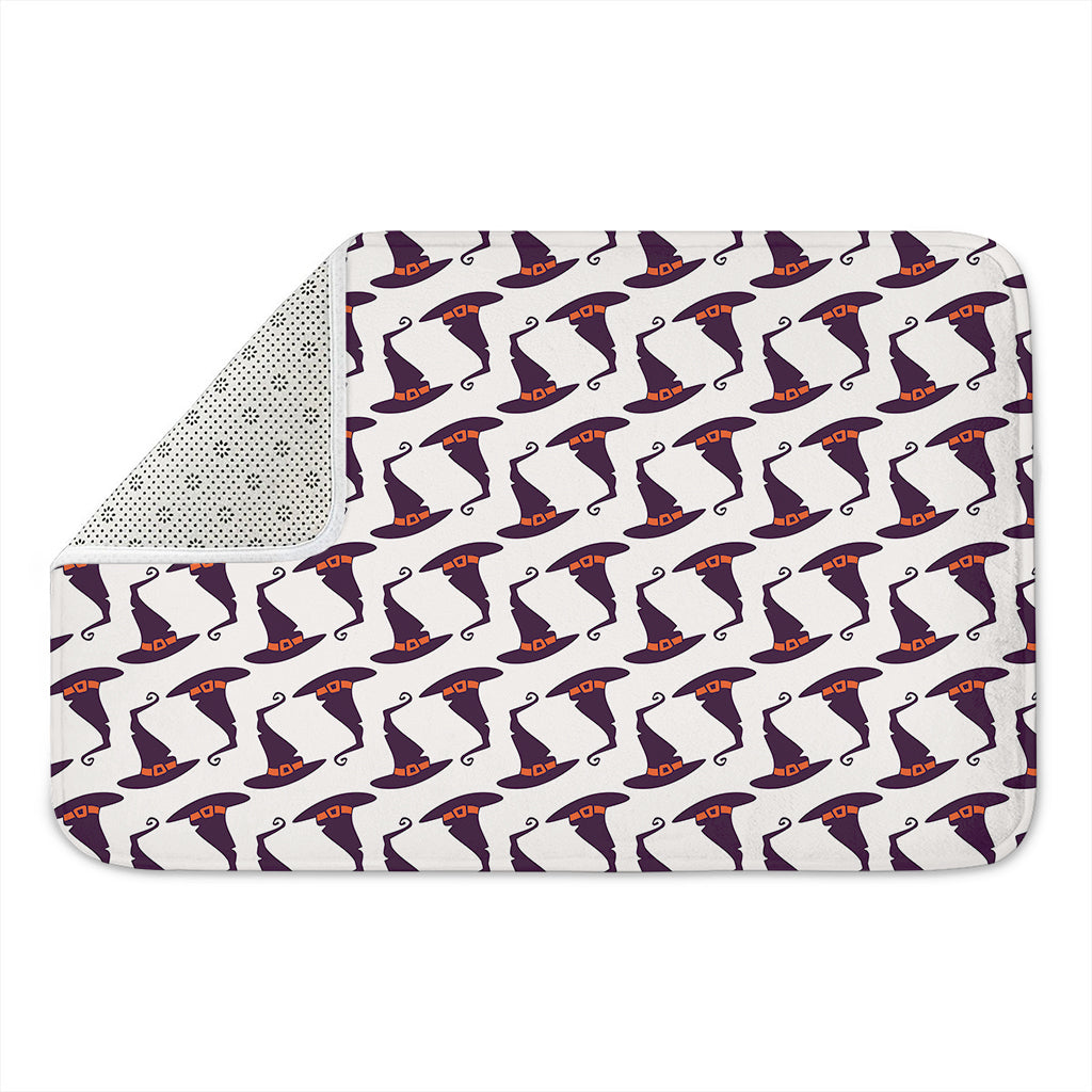 Purple Halloween Witch Hat Pattern Print Indoor Door Mat