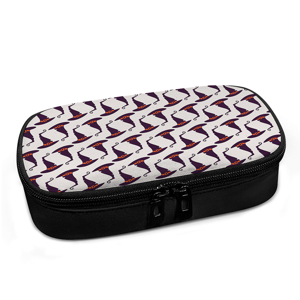 Purple Halloween Witch Hat Pattern Print Insulin Cooler Travel Case
