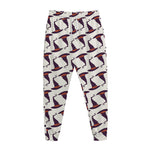 Purple Halloween Witch Hat Pattern Print Jogger Pants