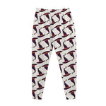 Purple Halloween Witch Hat Pattern Print Jogger Pants