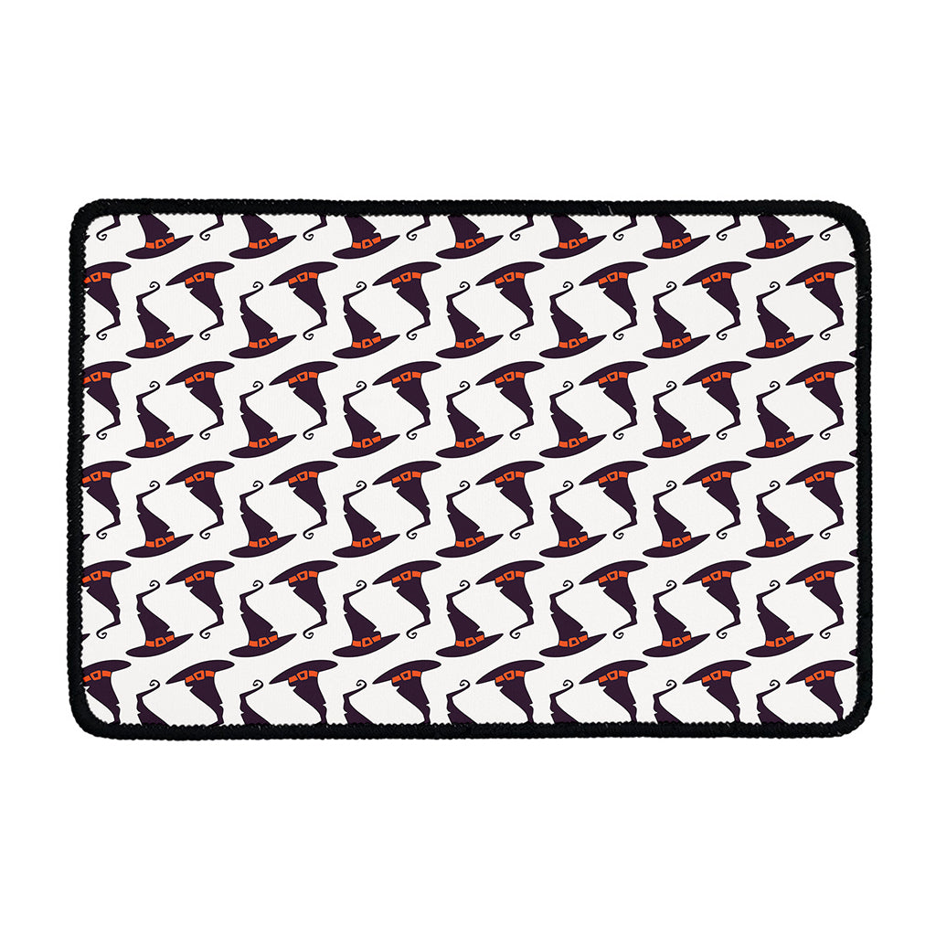 Purple Halloween Witch Hat Pattern Print Kitchen Mat