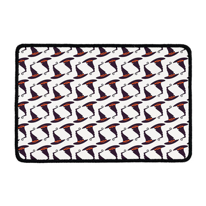 Purple Halloween Witch Hat Pattern Print Kitchen Mat