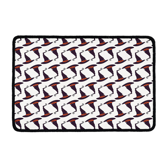 Purple Halloween Witch Hat Pattern Print Kitchen Mat