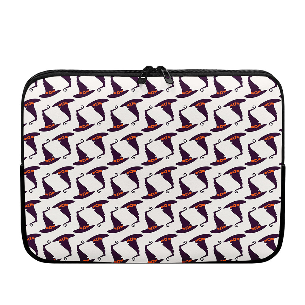 Purple Halloween Witch Hat Pattern Print Laptop Sleeve