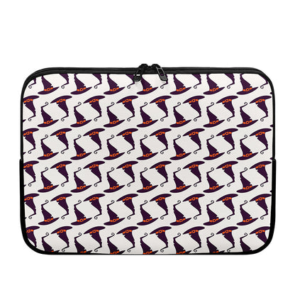 Purple Halloween Witch Hat Pattern Print Laptop Sleeve