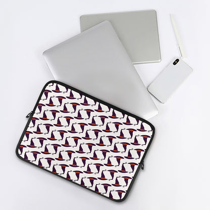 Purple Halloween Witch Hat Pattern Print Laptop Sleeve
