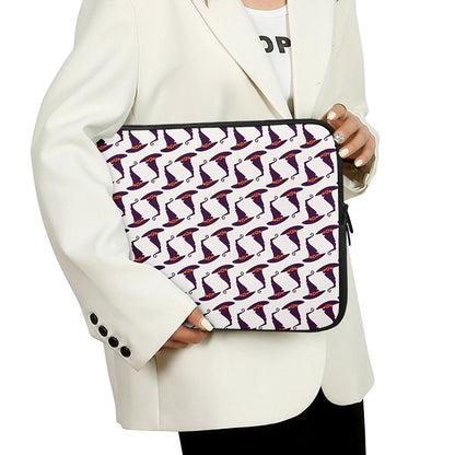 Purple Halloween Witch Hat Pattern Print Laptop Sleeve