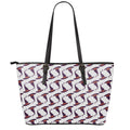 Purple Halloween Witch Hat Pattern Print Leather Tote Bag With Zipper
