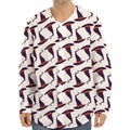 Purple Halloween Witch Hat Pattern Print Long Sleeve Baseball Jersey