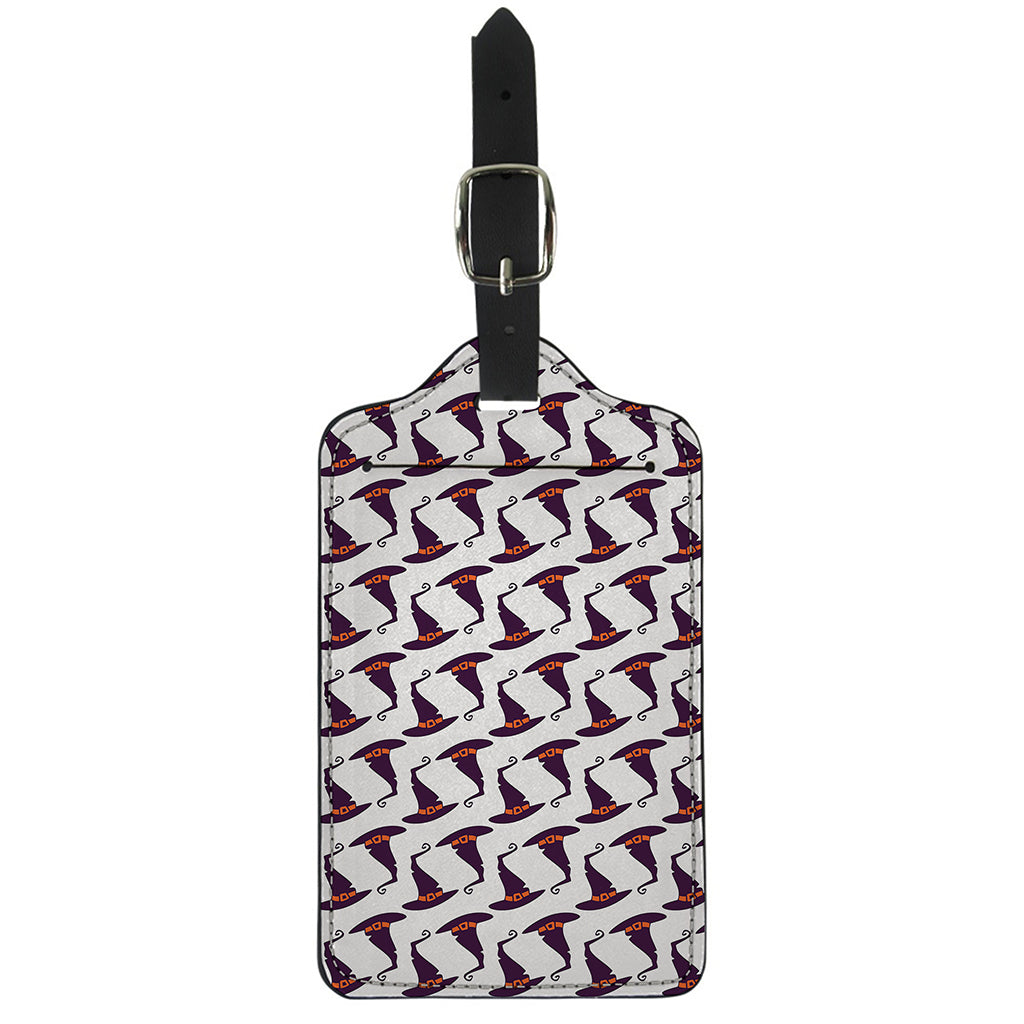 Purple Halloween Witch Hat Pattern Print Luggage Tag