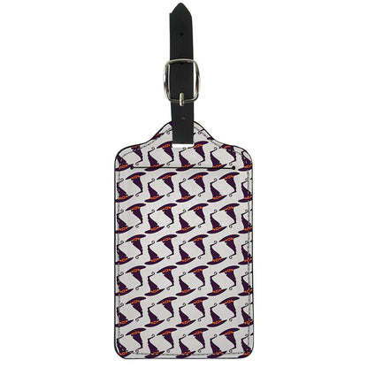 Purple Halloween Witch Hat Pattern Print Luggage Tag