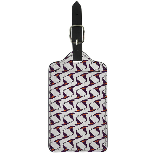 Purple Halloween Witch Hat Pattern Print Luggage Tag