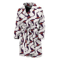 Purple Halloween Witch Hat Pattern Print Men's Bathrobe