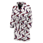 Purple Halloween Witch Hat Pattern Print Men's Bathrobe