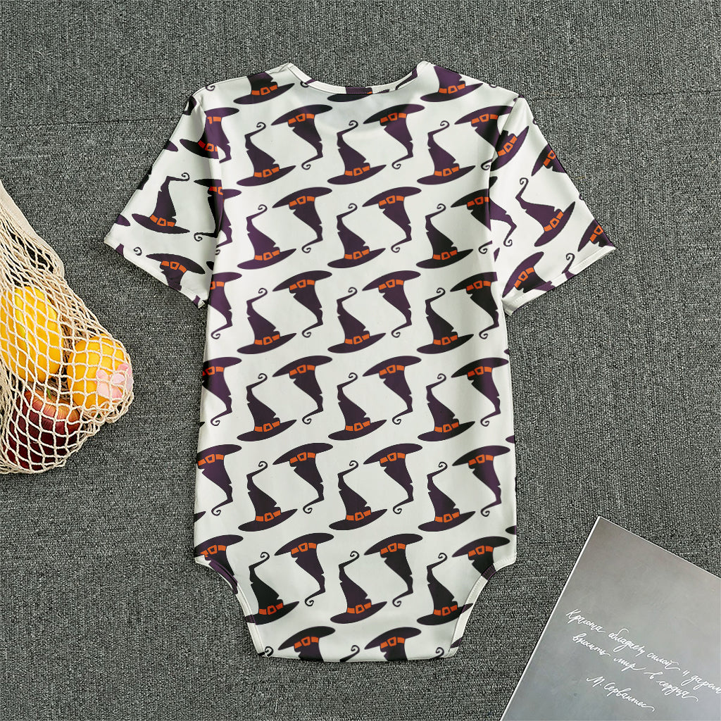 Purple Halloween Witch Hat Pattern Print Men's Bodysuit