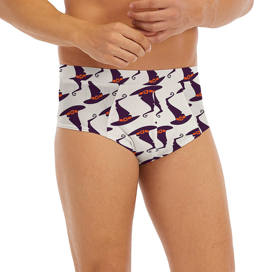 Purple Halloween Witch Hat Pattern Print Men's Briefs