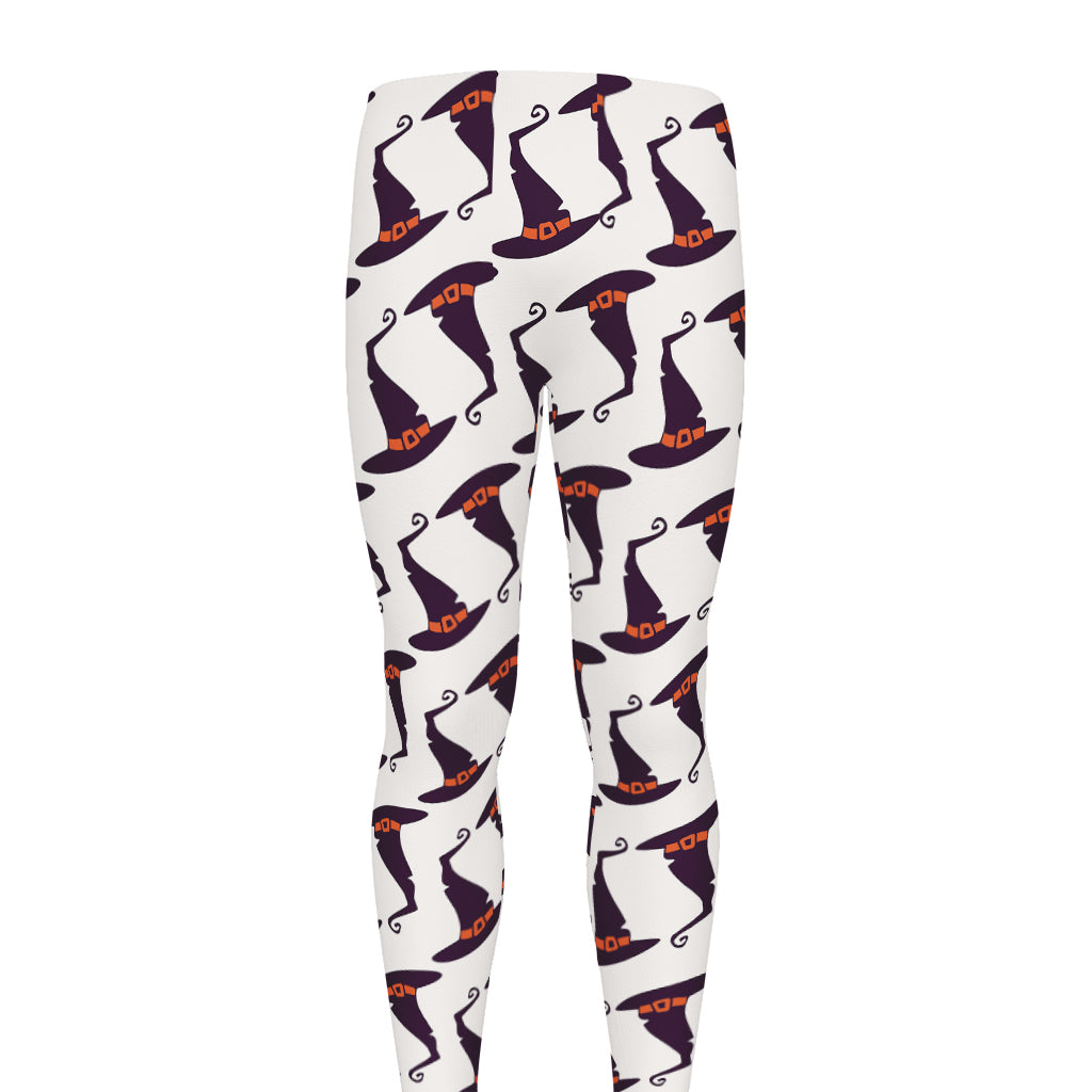 Purple Halloween Witch Hat Pattern Print Men's leggings