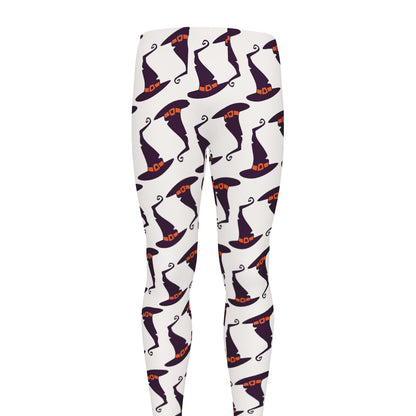 Purple Halloween Witch Hat Pattern Print Men's leggings