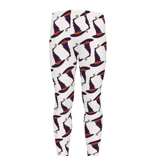 Purple Halloween Witch Hat Pattern Print Men's leggings