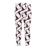 Purple Halloween Witch Hat Pattern Print Men's leggings