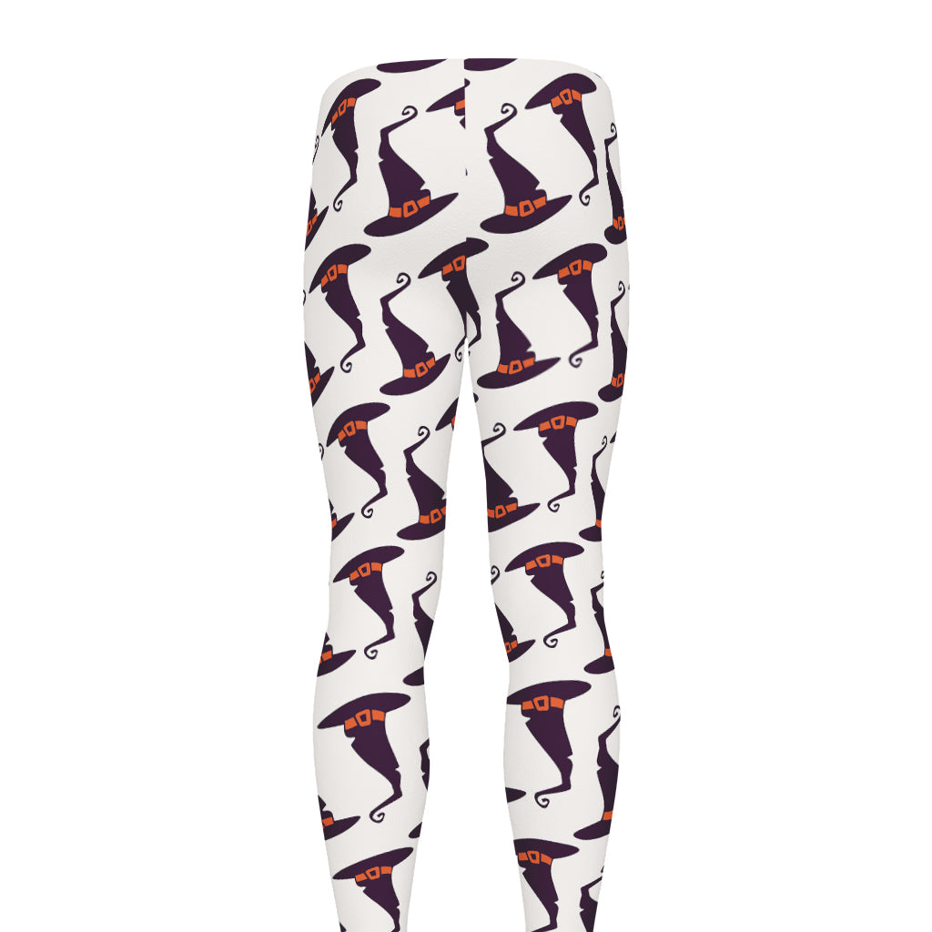 Purple Halloween Witch Hat Pattern Print Men's leggings